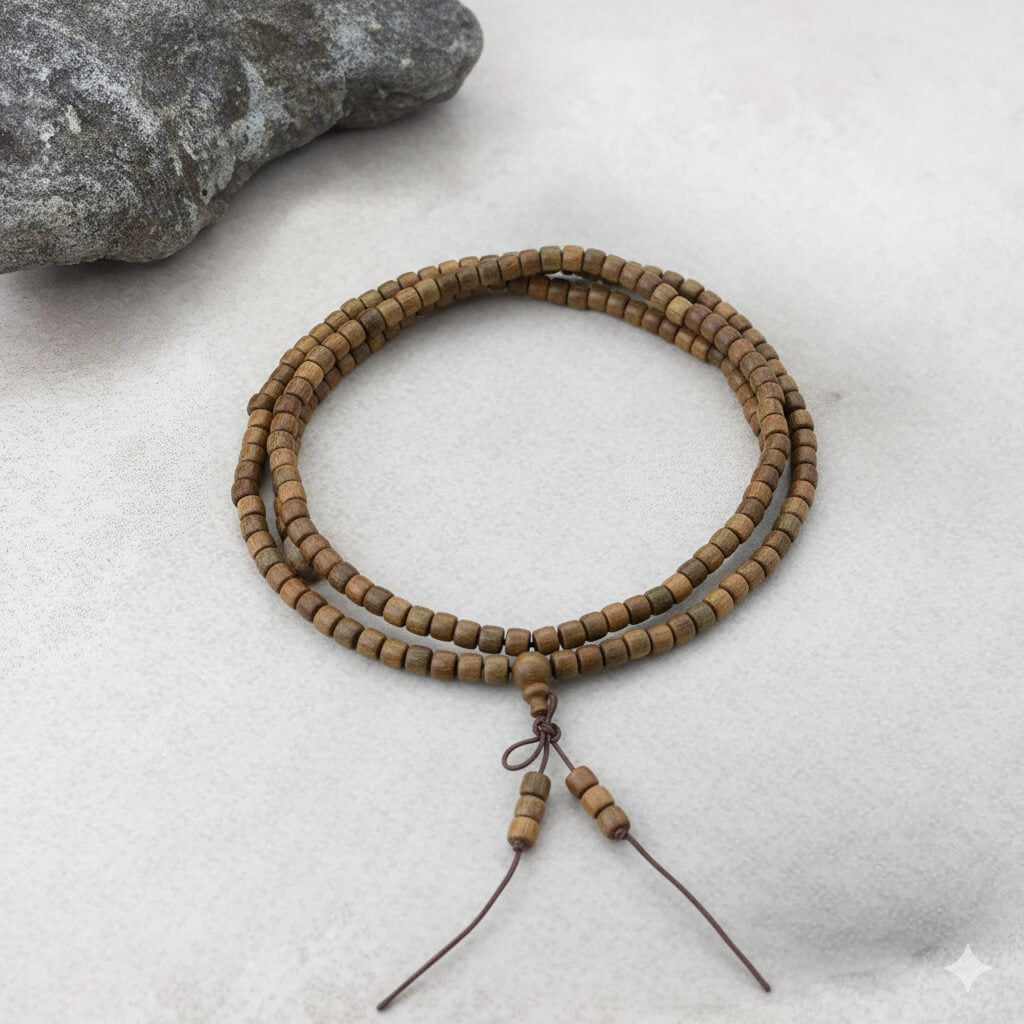 Kenlina Natural Green Sandalwood Meditation Beaded Bracelet