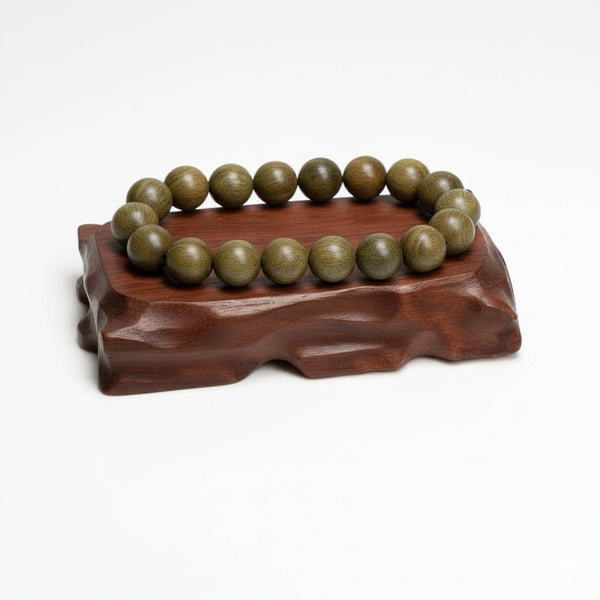 Kenlina Natural Green Sandalwood Meditation Beaded Bracelet