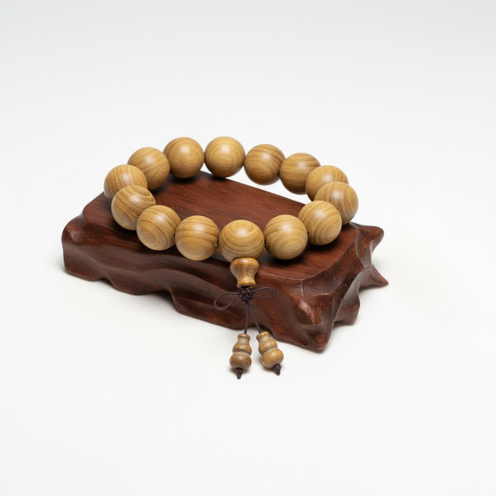 Kenlina Natural Green Sandalwood Meditation Beaded Bracelet