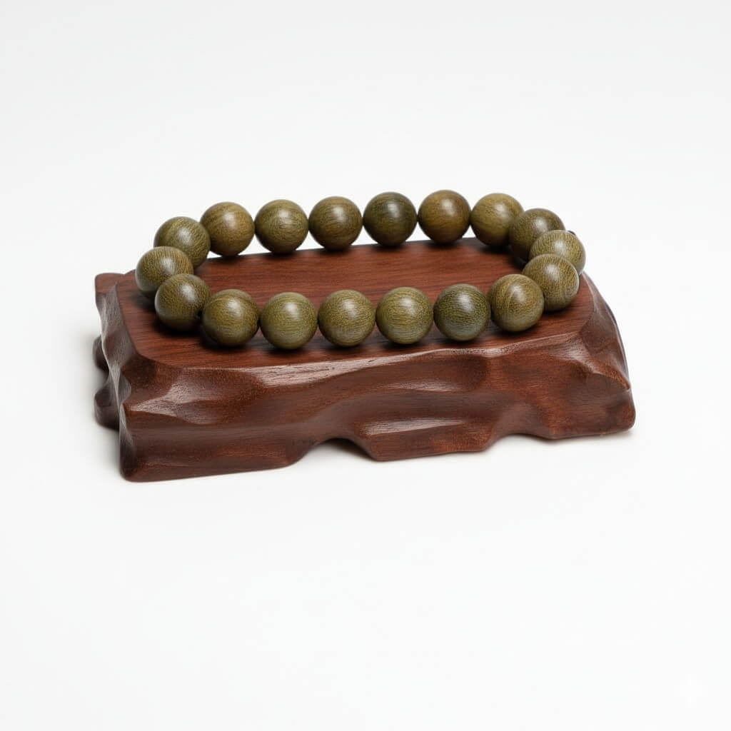 Kenlina Natural Green Sandalwood Meditation Beaded Bracelet