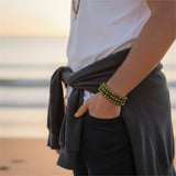 Kenlina Natural Green Sandalwood Meditation Beaded Bracelet