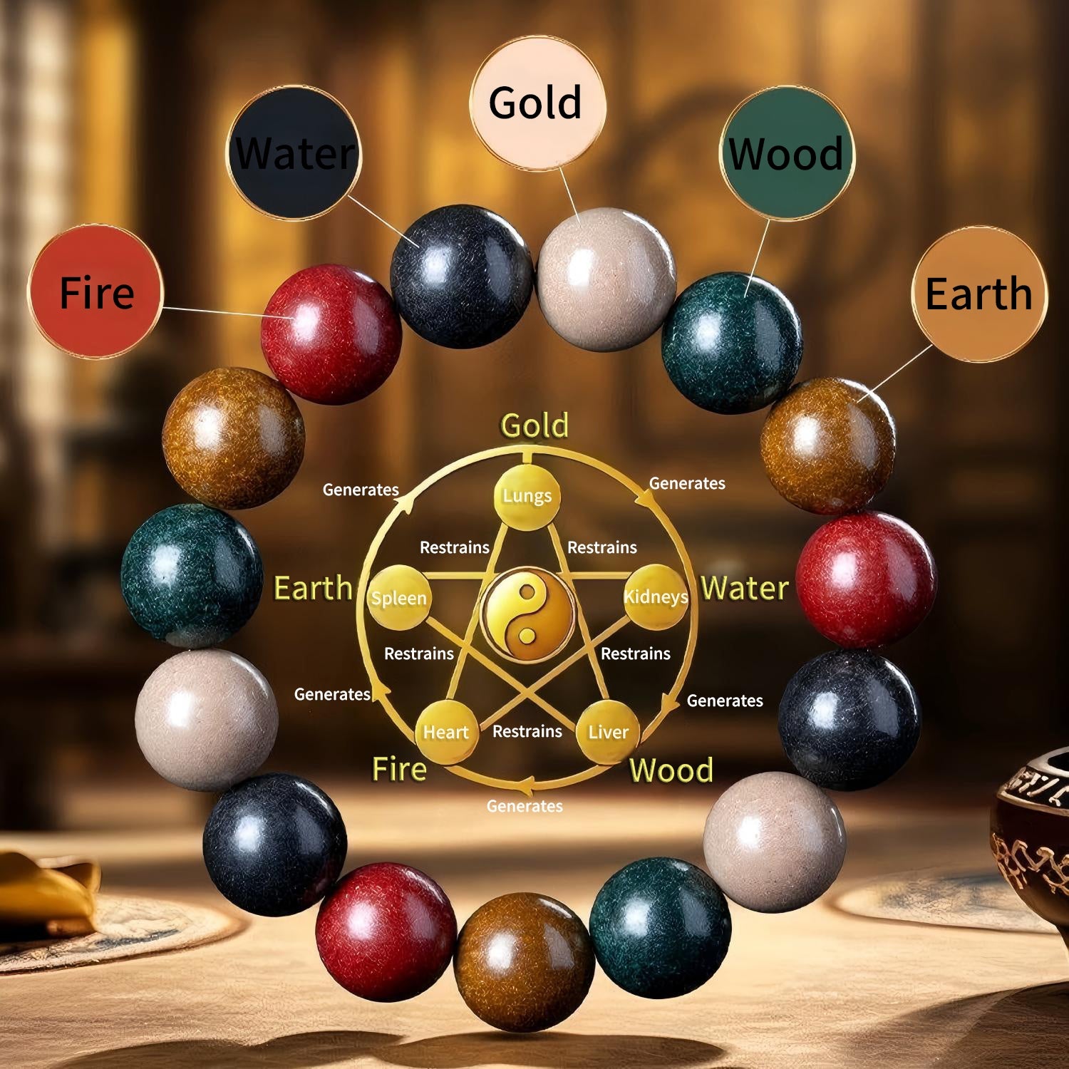 Five Elements Herbal Incense Bracelet for Balance | Kenlina