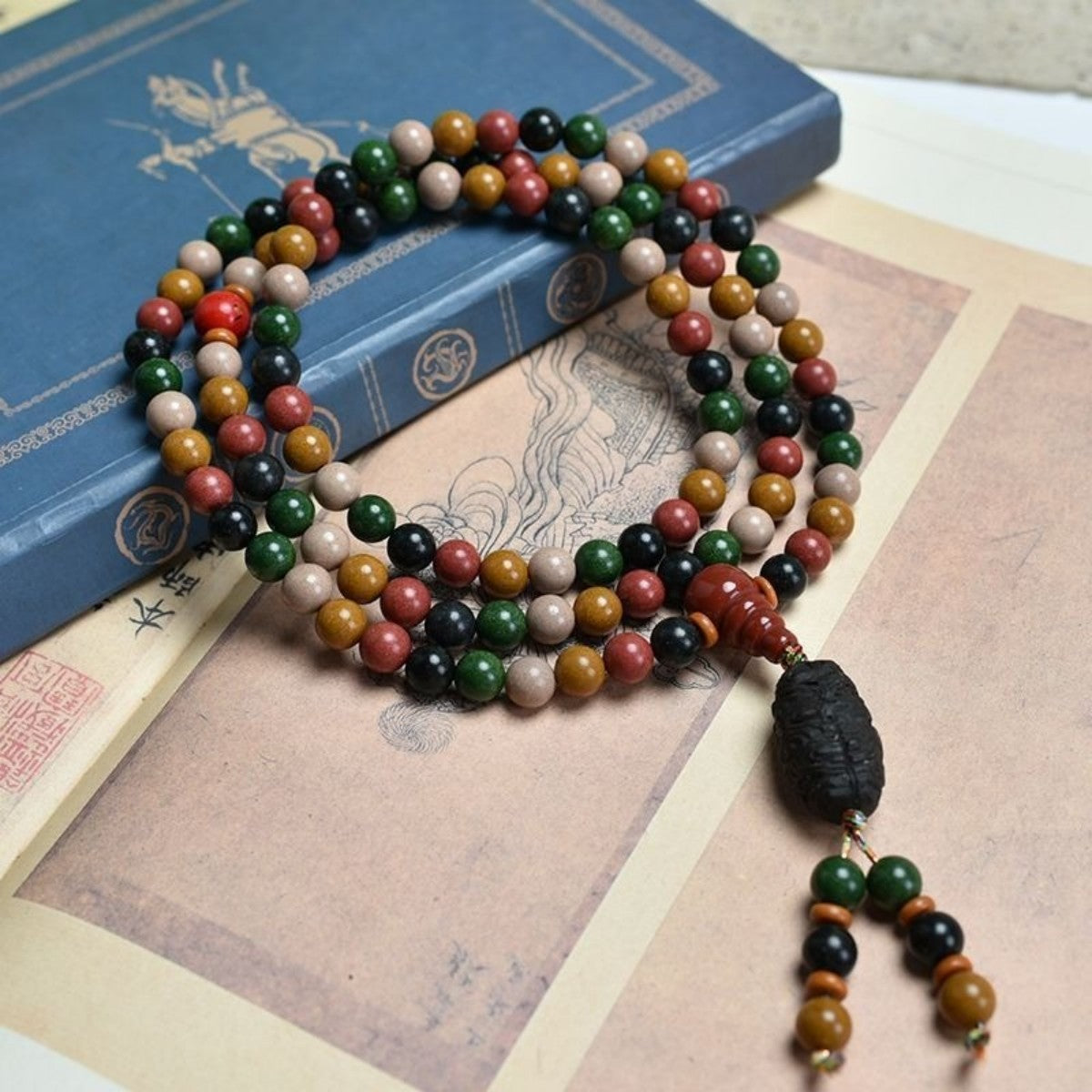 KenLina Grand Archive 108-Bead Herbal Incense Mala Necklace & Bracelet | 13 Ancient Recipes