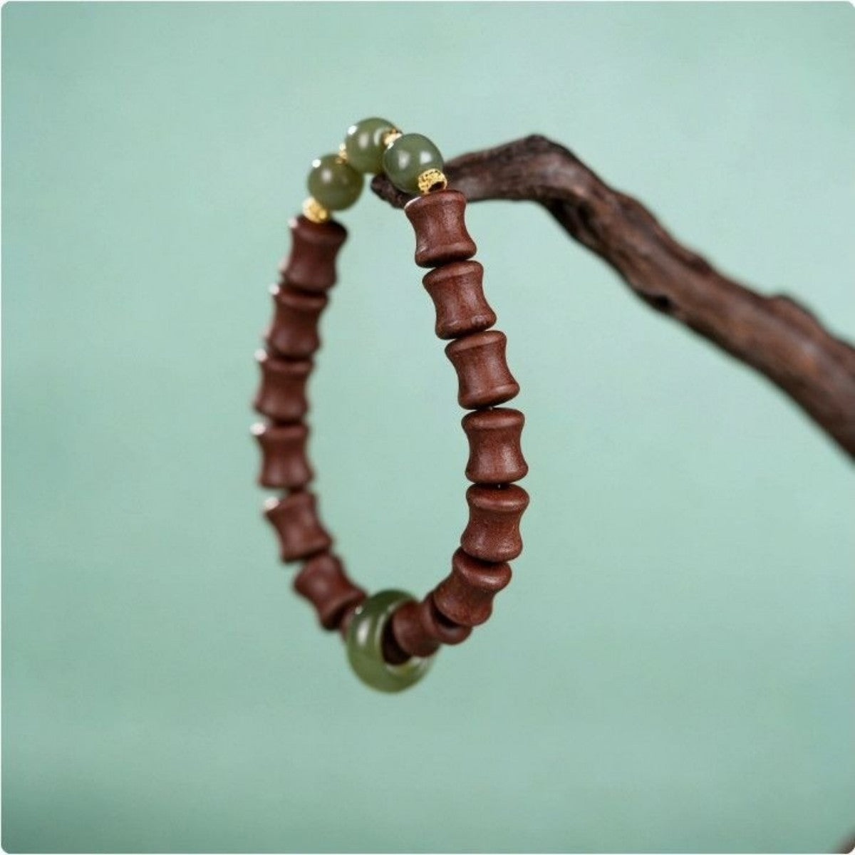 KenLina Bamboo Zen Handcrafted Herbal Incense Bracelet | Minimalist Aromatherapy & Jade Design