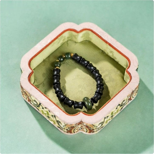 KenLina Bamboo Zen Handcrafted Herbal Incense Bracelet | Minimalist Aromatherapy & Jade Design