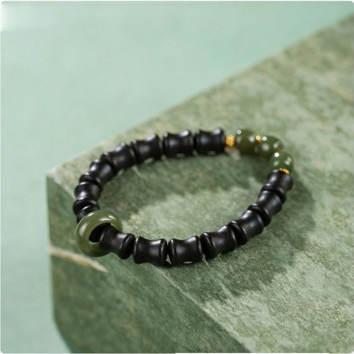 KenLina Bamboo Zen Handcrafted Herbal Incense Bracelet | Minimalist Aromatherapy & Jade Design