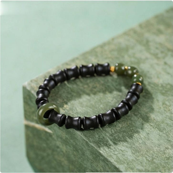 KenLina Bamboo Zen Handcrafted Herbal Incense Bracelet | Minimalist Aromatherapy & Jade Design