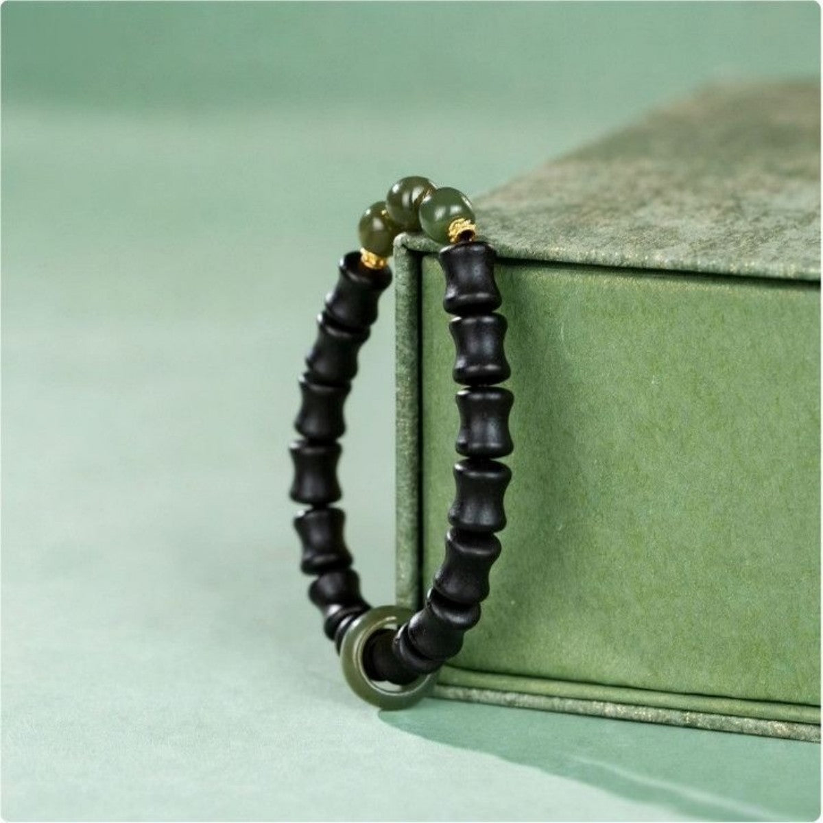 KenLina Bamboo Zen Handcrafted Herbal Incense Bracelet | Minimalist Aromatherapy & Jade Design