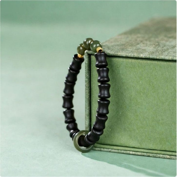 KenLina Bamboo Zen Handcrafted Herbal Incense Bracelet | Minimalist Aromatherapy & Jade Design