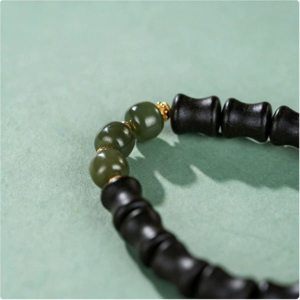 KenLina Bamboo Zen Handcrafted Herbal Incense Bracelet | Minimalist Aromatherapy & Jade Design