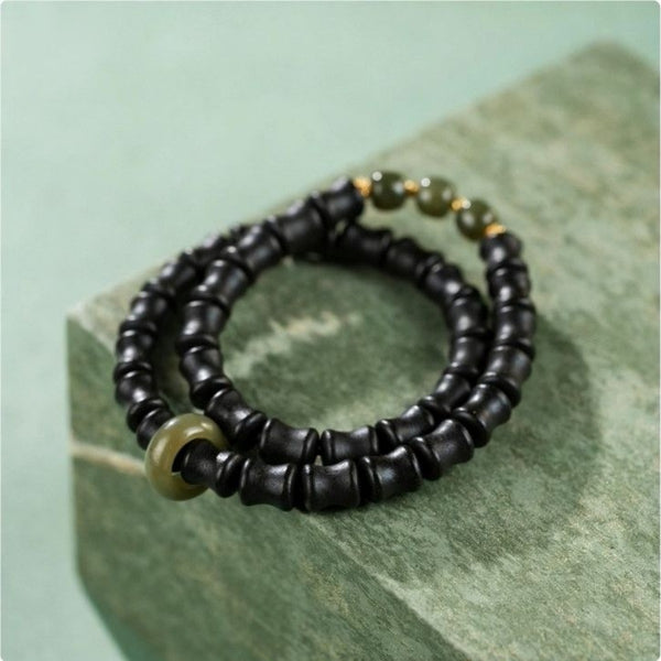 KenLina Bamboo Zen Handcrafted Herbal Incense Bracelet | Minimalist Aromatherapy & Jade Design