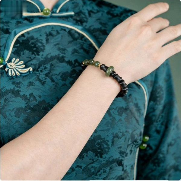 KenLina Bamboo Zen Handcrafted Herbal Incense Bracelet | Minimalist Aromatherapy & Jade Design