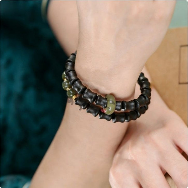 KenLina Bamboo Zen Handcrafted Herbal Incense Bracelet | Minimalist Aromatherapy & Jade Design