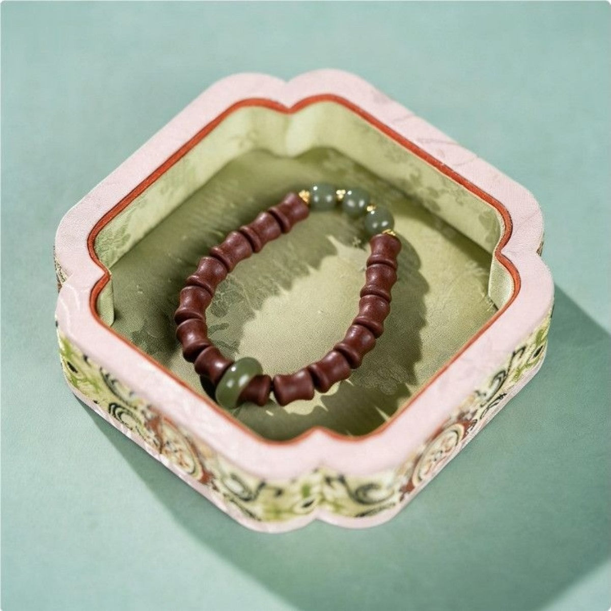 KenLina Bamboo Zen Handcrafted Herbal Incense Bracelet | Minimalist Aromatherapy & Jade Design