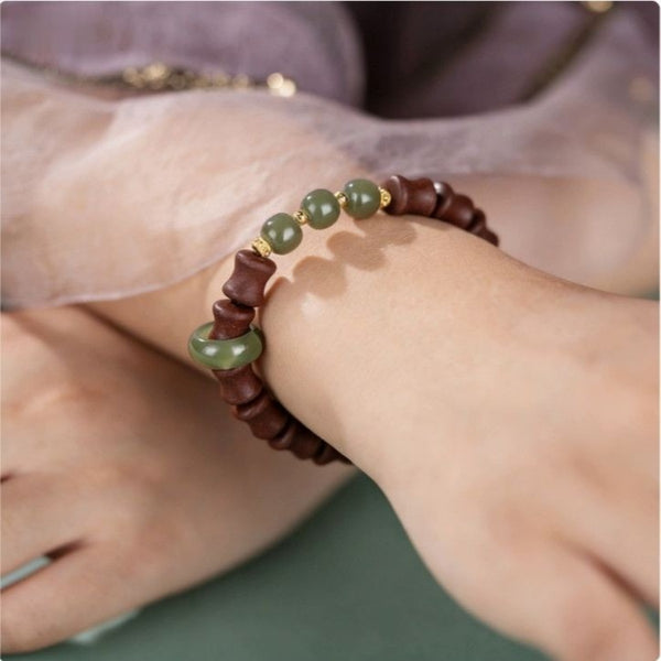 KenLina Bamboo Zen Handcrafted Herbal Incense Bracelet | Minimalist Aromatherapy & Jade Design