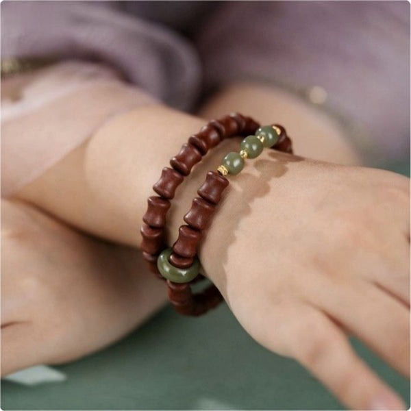 KenLina Bamboo Zen Handcrafted Herbal Incense Bracelet | Minimalist Aromatherapy & Jade Design