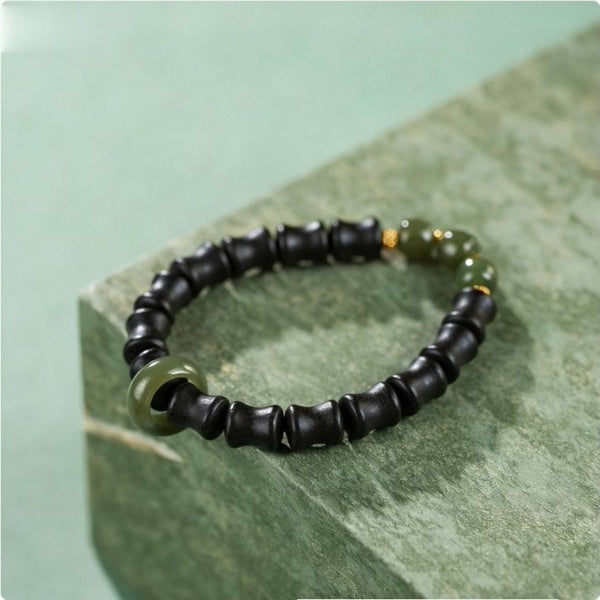 KenLina Bamboo Zen Handcrafted Herbal Incense Bracelet | Minimalist Aromatherapy & Jade Design