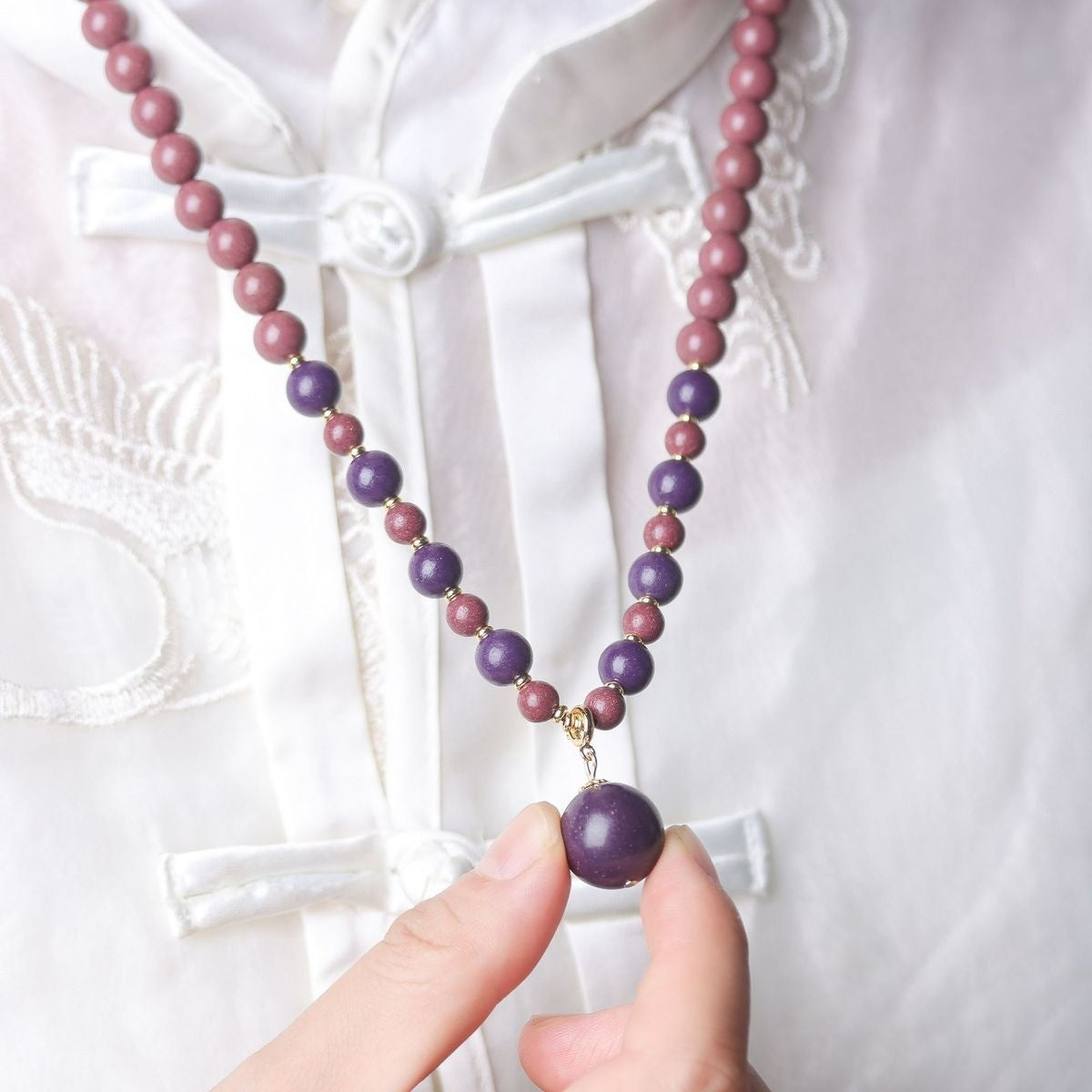 KenLina Royal Wisdom & Radiant Bloom Dual-Scent Herbal Incense Necklace | Handmade Multi-Wrap Mala Beads