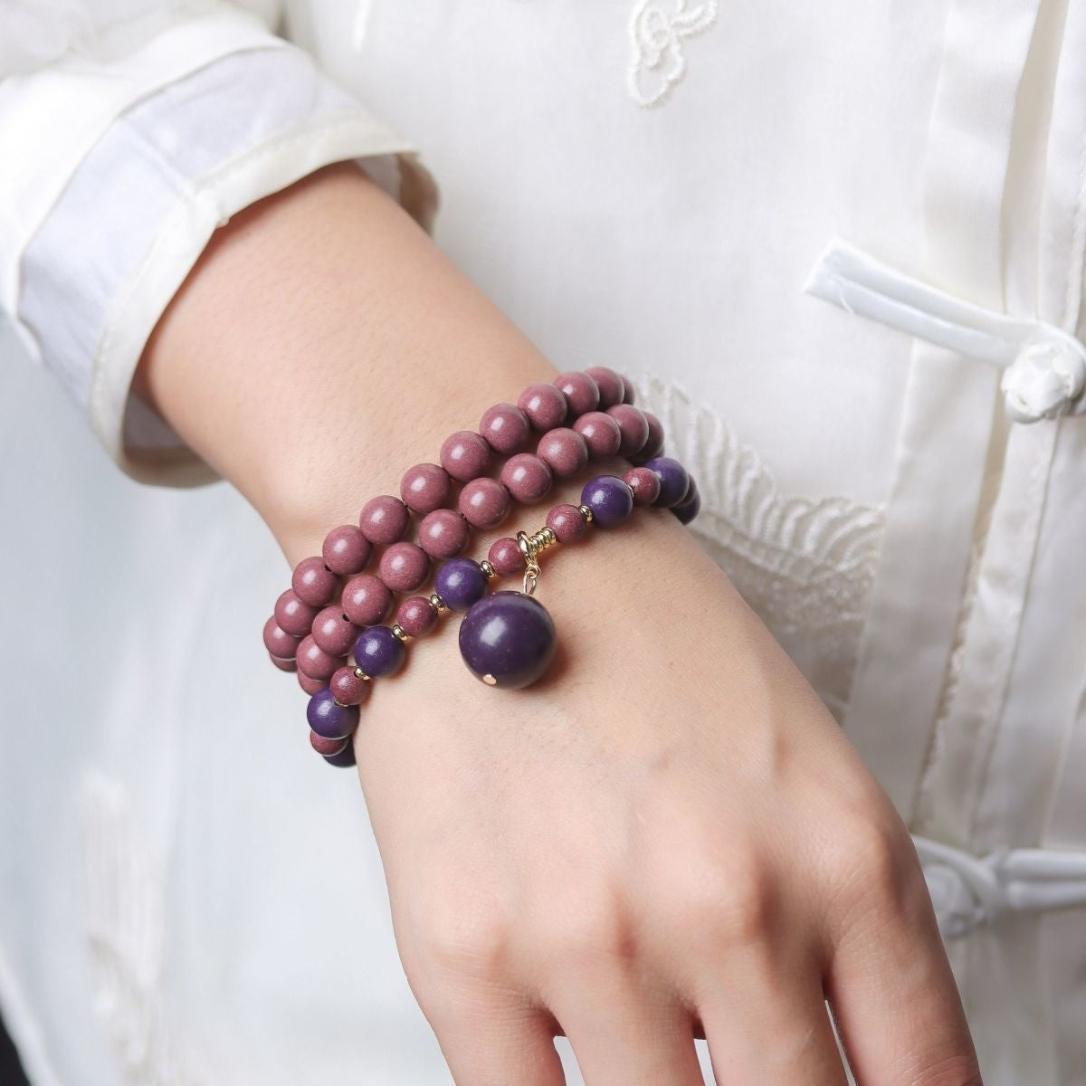 KenLina Royal Wisdom & Radiant Bloom Dual-Scent Herbal Incense Necklace | Handmade Multi-Wrap Mala Beads