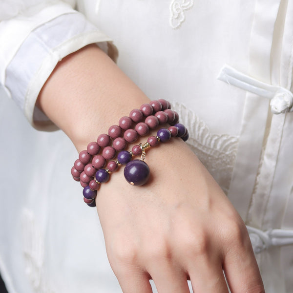 KenLina Royal Wisdom & Radiant Bloom Dual-Scent Herbal Incense Necklace | Handmade Multi-Wrap Mala Beads