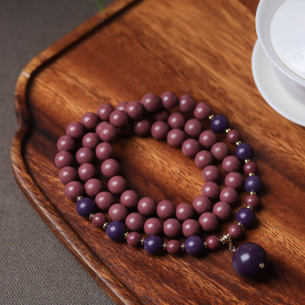 KenLina Royal Wisdom & Radiant Bloom Dual-Scent Herbal Incense Necklace | Handmade Multi-Wrap Mala Beads
