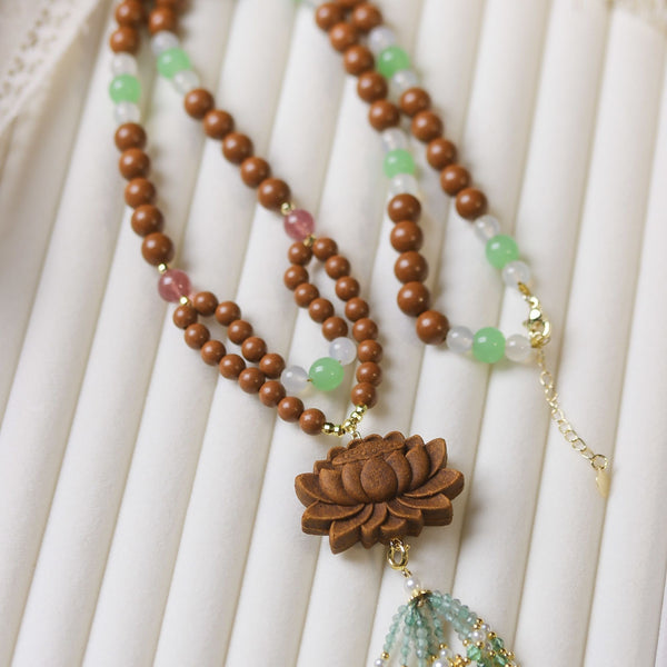 KenLina Imperial Osmanthus Herbal Incense Necklace | Oriental Court Style Lotus Aromatherapy Pendant