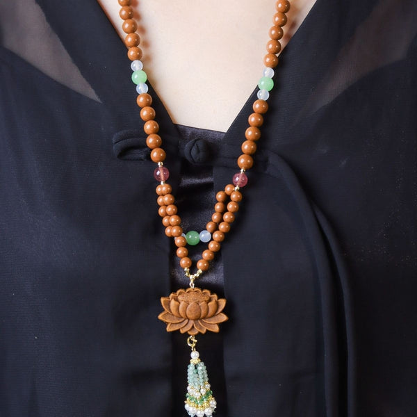 KenLina Imperial Osmanthus Herbal Incense Necklace | Oriental Court Style Lotus Aromatherapy Pendant