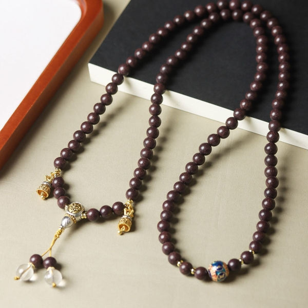 KenLina Palace Serenity Ancient Herbal Incense 108 Mala Necklace | 8mm Oriental Style Wrap Bracelet for Women