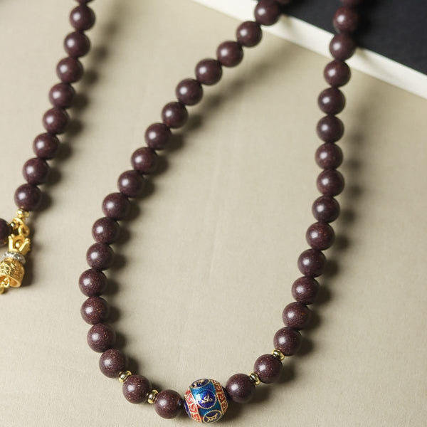 KenLina Palace Serenity Ancient Herbal Incense 108 Mala Necklace | 8mm Oriental Style Wrap Bracelet for Women